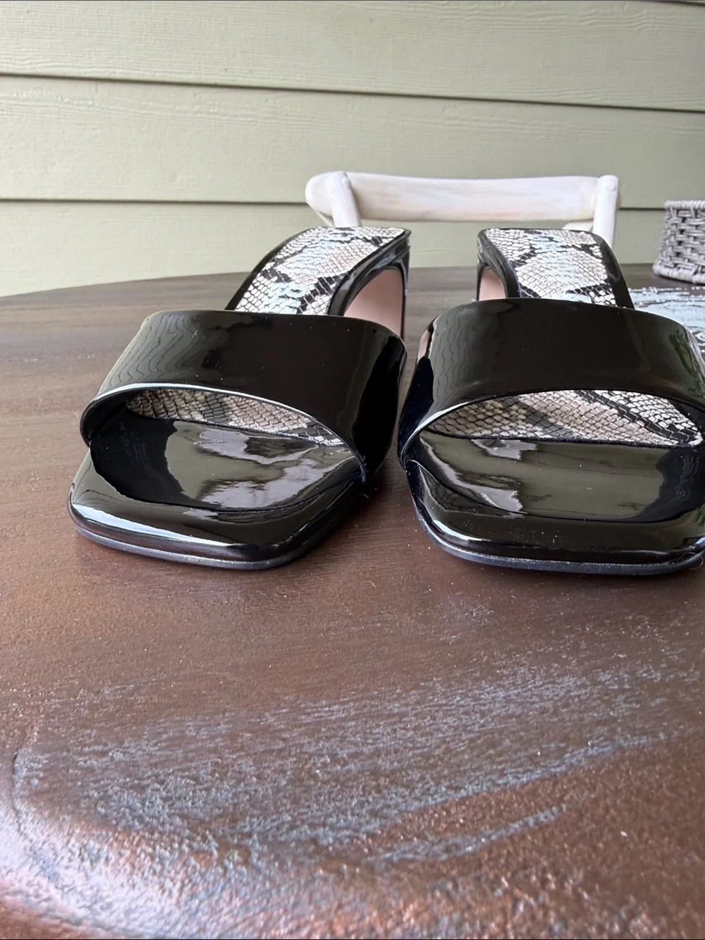 Gianni Bini Stacilie Patent Slide Mules